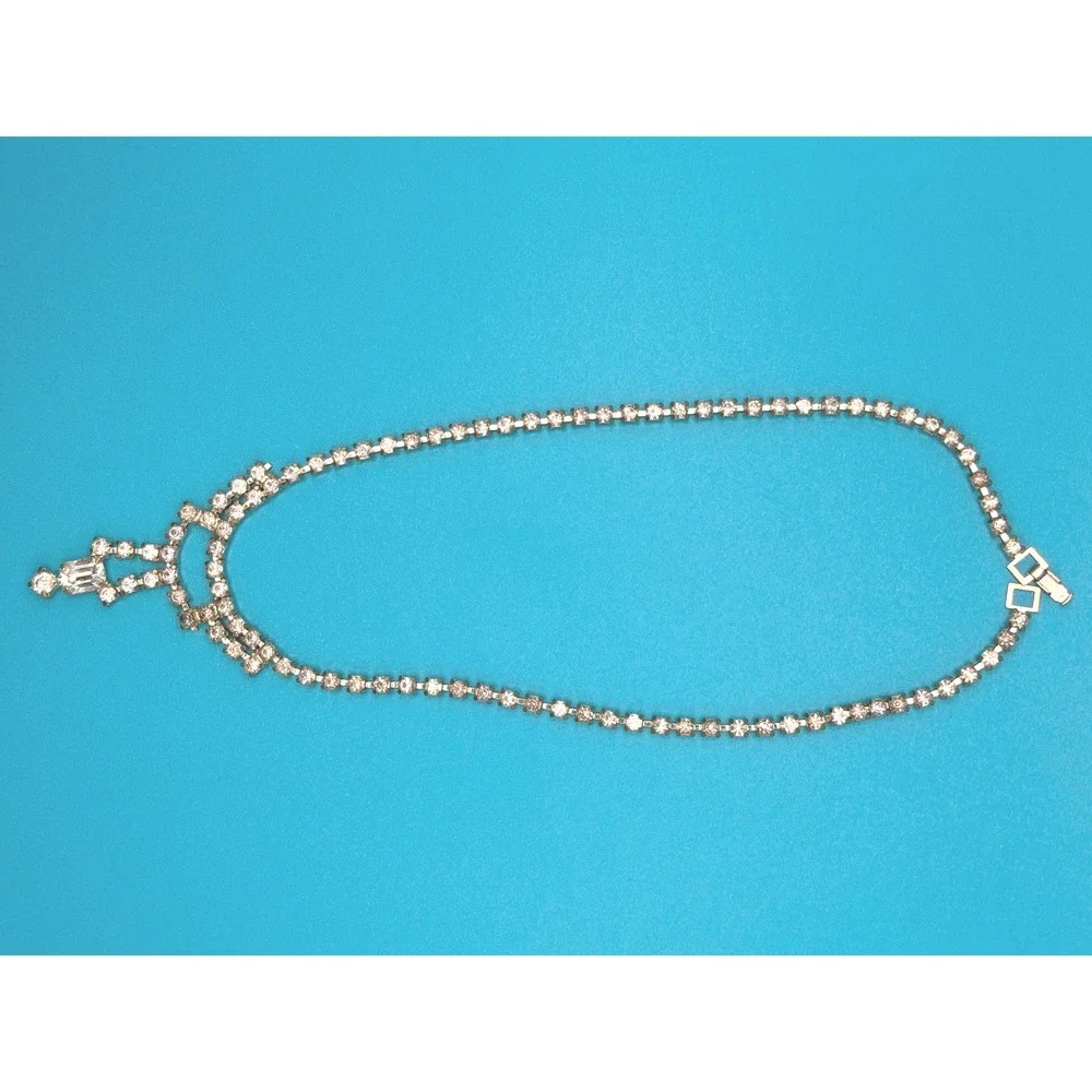 Vintage‎ Rhinestone Necklace Dangle Drop Cocktail Party Jewelry